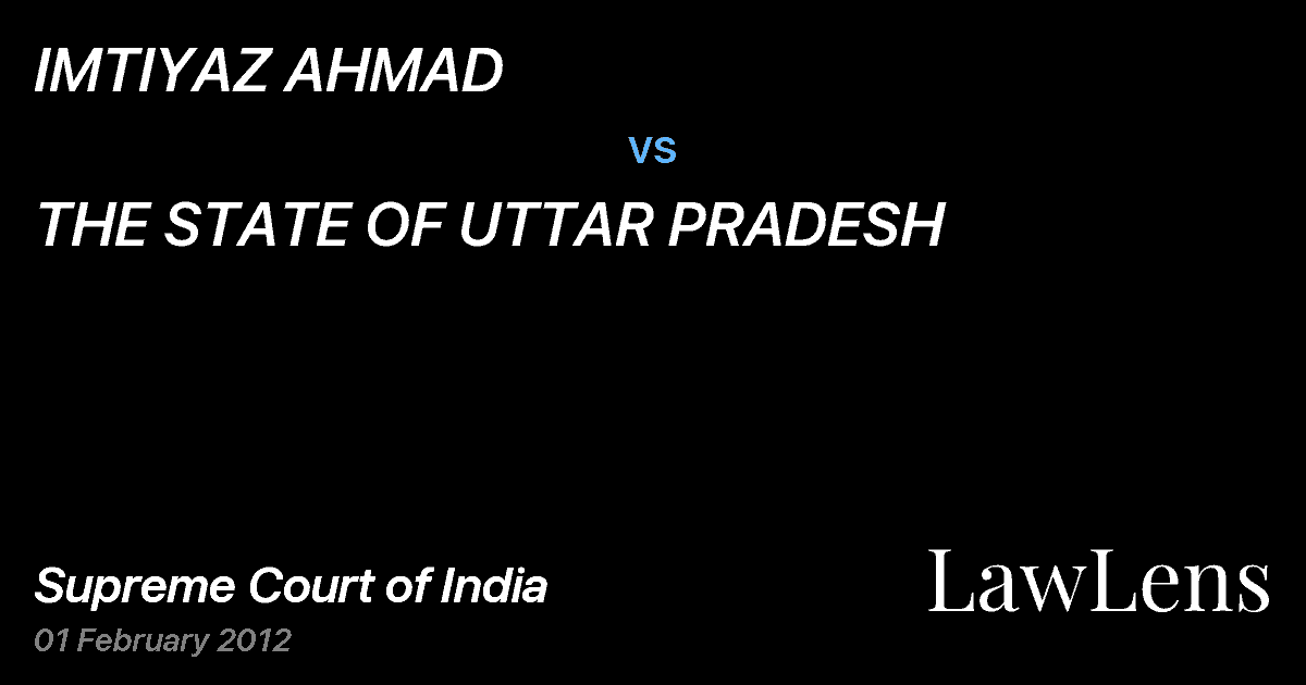 Preview image for IMTIYAZ AHMAD vs. THE STATE OF UTTAR PRADESH