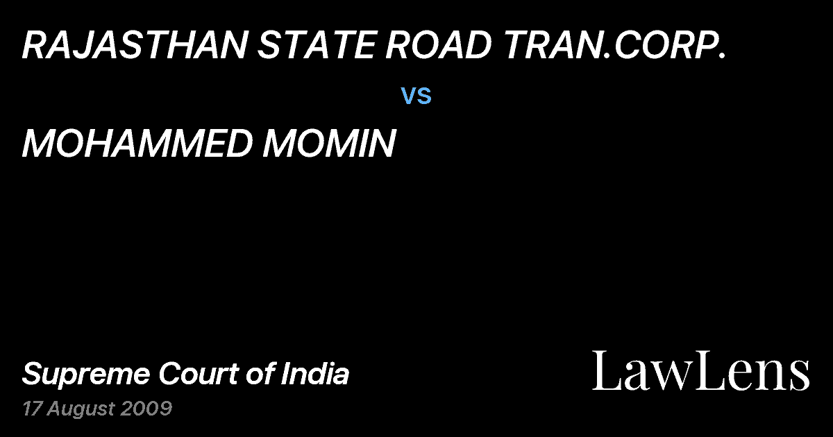 Preview image for RAJASTHAN STATE ROAD TRAN.CORP. vs. MOHAMMED MOMIN
