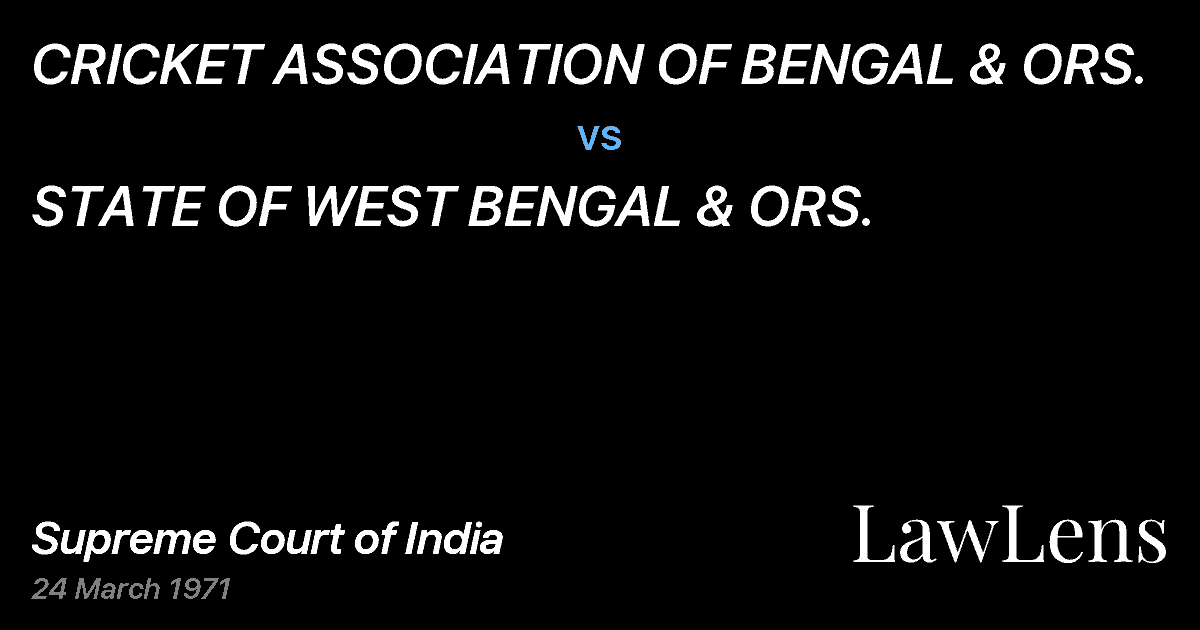 Preview image for CRICKET ASSOCIATION OF BENGAL & ORS. vs. STATE OF WEST BENGAL & ORS.