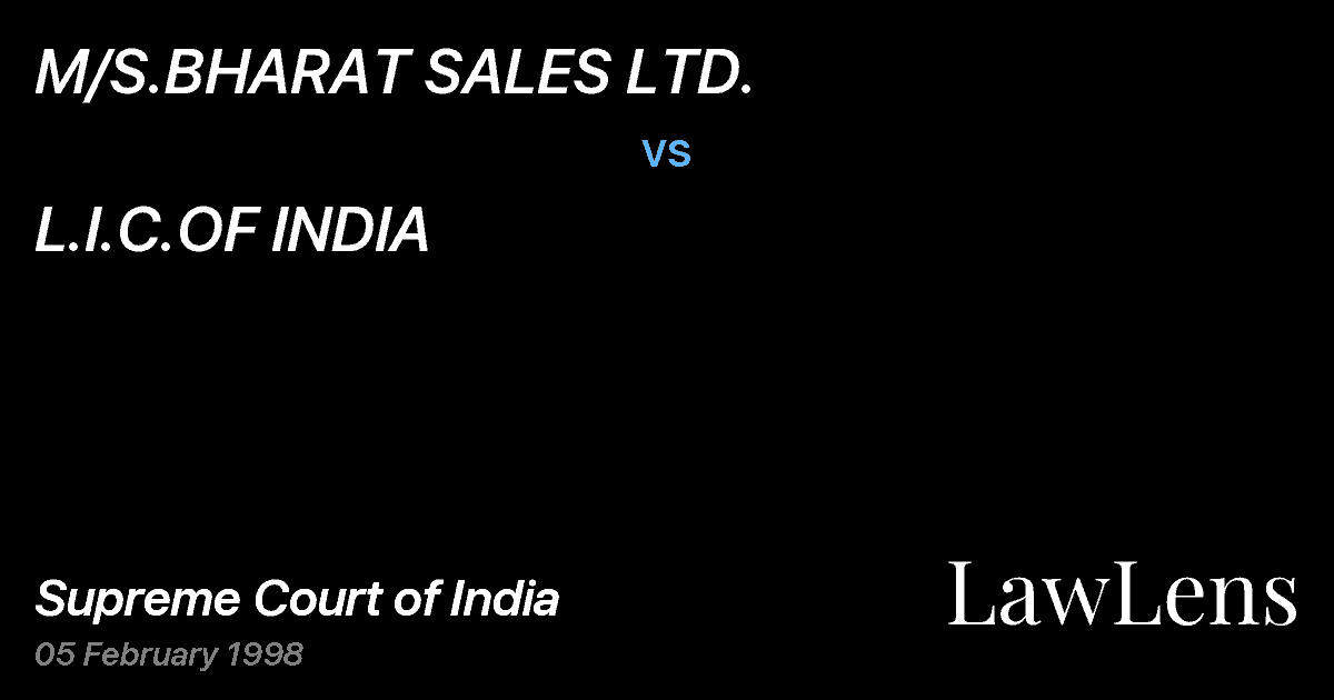 Preview image for M/S.BHARAT SALES LTD. vs. L.I.C.OF INDIA