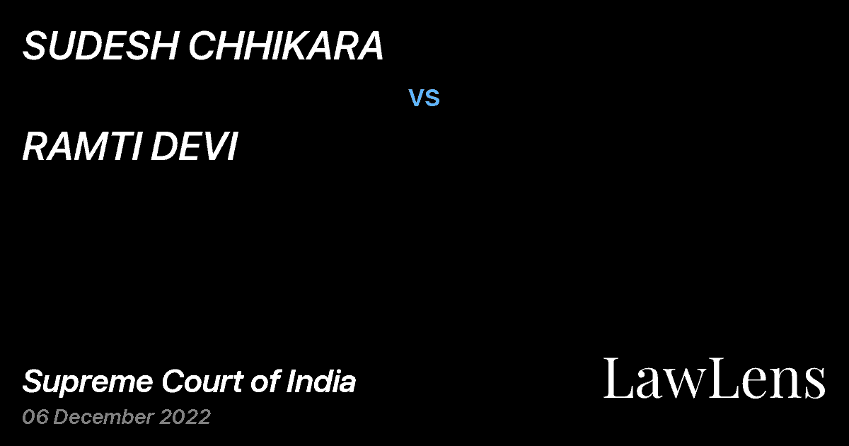 Preview image for SUDESH CHHIKARA vs. RAMTI DEVI