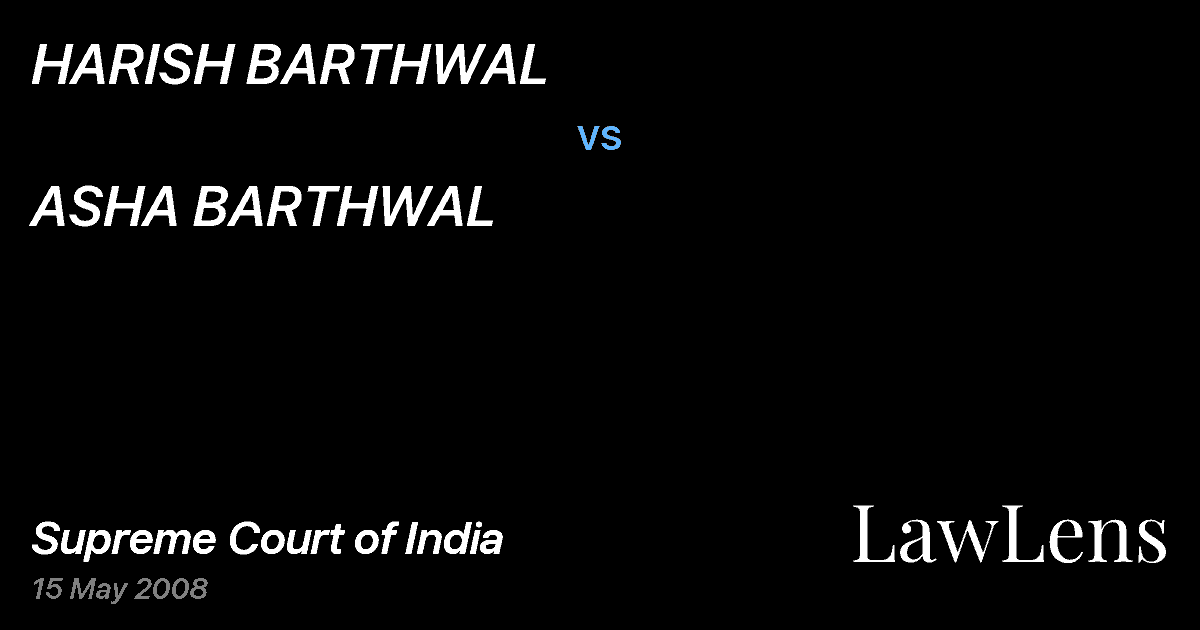 Preview image for HARISH BARTHWAL vs. ASHA BARTHWAL