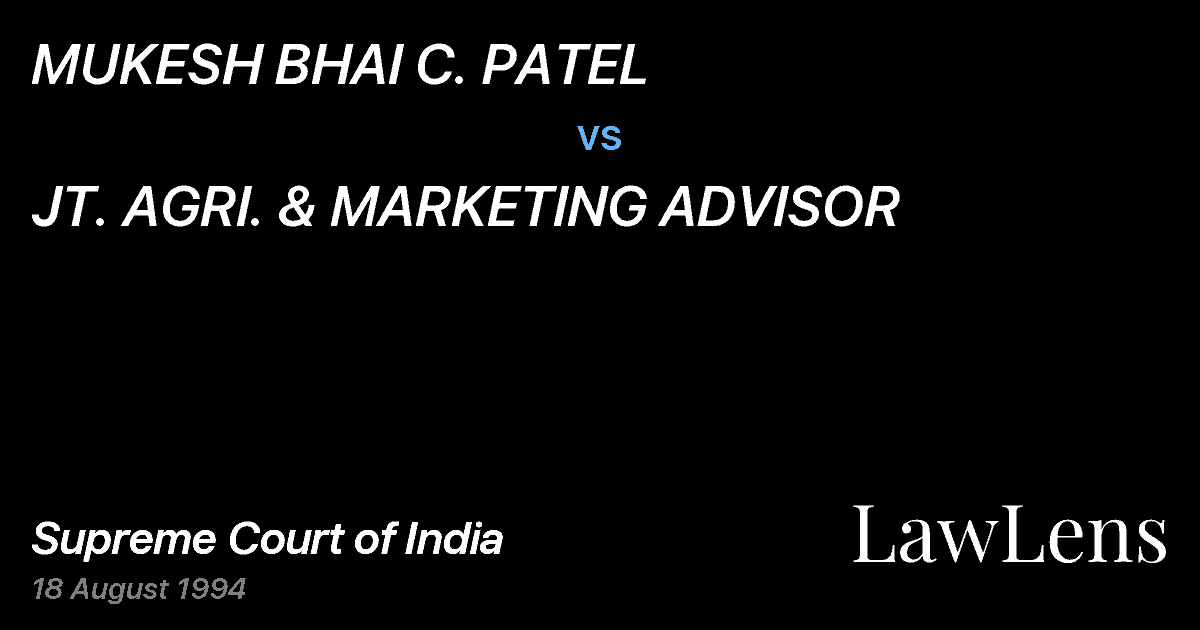 Preview image for MUKESH BHAI C. PATEL vs. JT. AGRI. & MARKETING ADVISOR