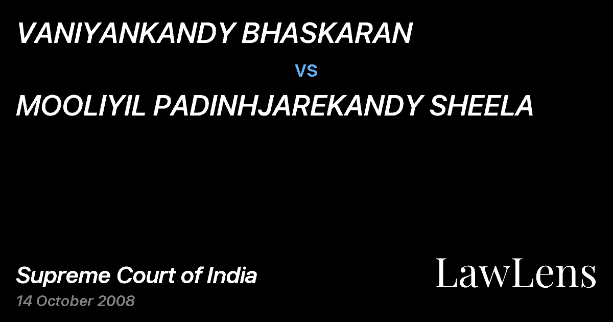 Preview image for VANIYANKANDY BHASKARAN vs. MOOLIYIL PADINHJAREKANDY SHEELA