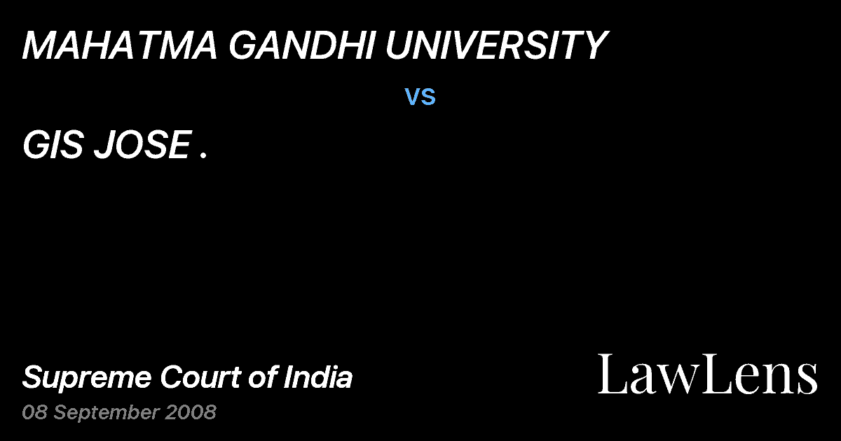Preview image for MAHATMA GANDHI UNIVERSITY vs. GIS JOSE .