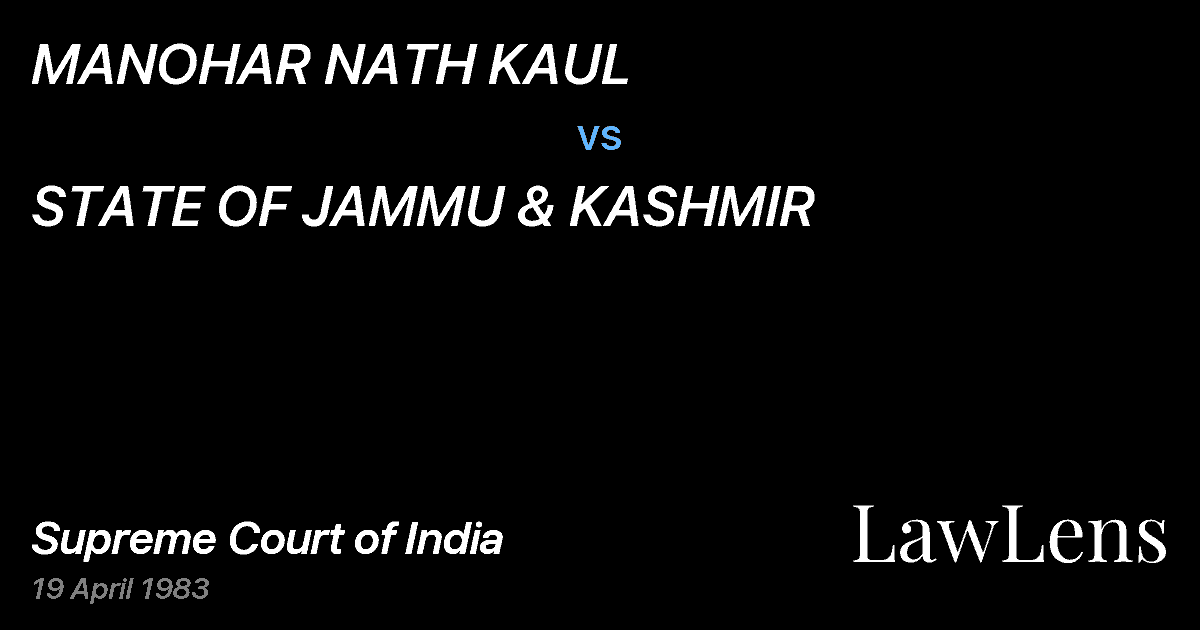 Preview image for MANOHAR NATH KAUL vs. STATE OF JAMMU & KASHMIR