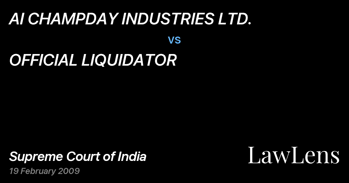 Preview image for AI CHAMPDAY INDUSTRIES LTD. vs. OFFICIAL LIQUIDATOR