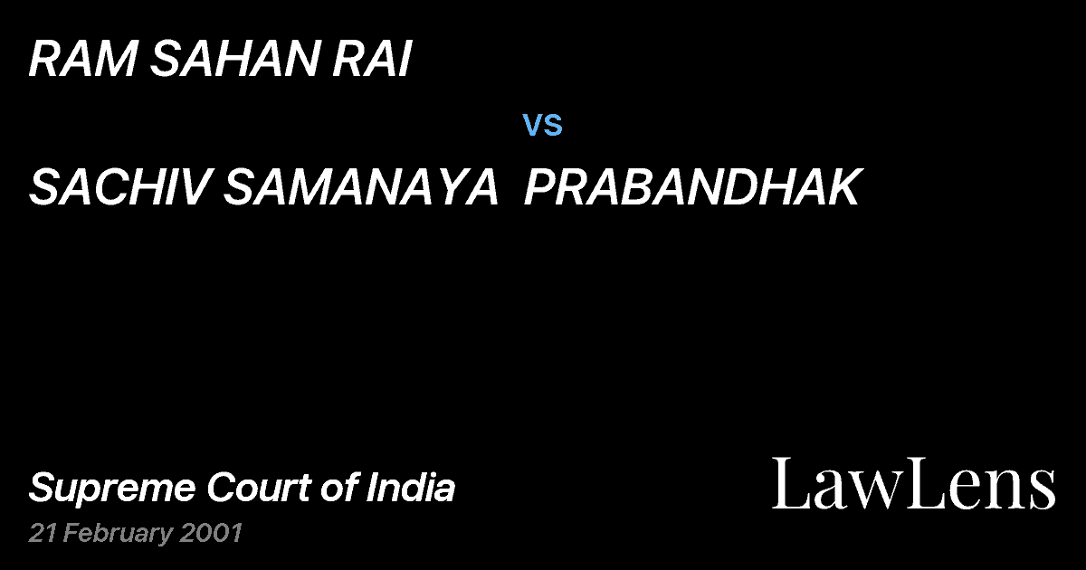 Preview image for RAM SAHAN RAI vs. SACHIV SAMANAYA  PRABANDHAK