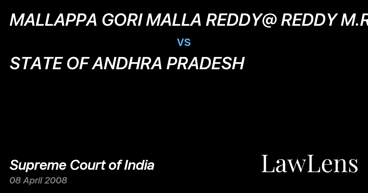 Preview image for MALLAPPA GORI MALLA REDDY@ REDDY M.R. vs. STATE OF ANDHRA PRADESH