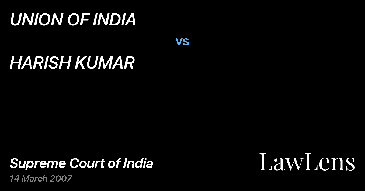 Preview image for UNION OF INDIA vs. HARISH KUMAR