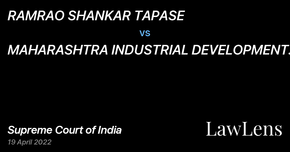 Preview image for RAMRAO SHANKAR TAPASE vs. MAHARASHTRA INDUSTRIAL DEVELOPMENT CORPORATION