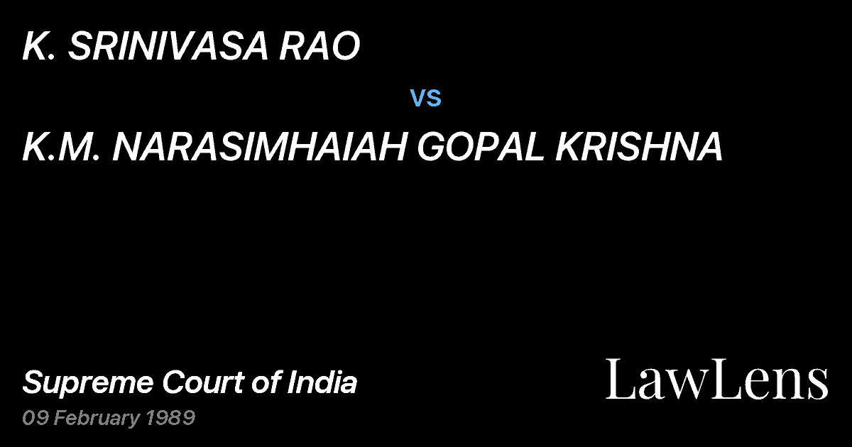 Preview image for K. SRINIVASA RAO vs. K.M. NARASIMHAIAH GOPAL KRISHNA