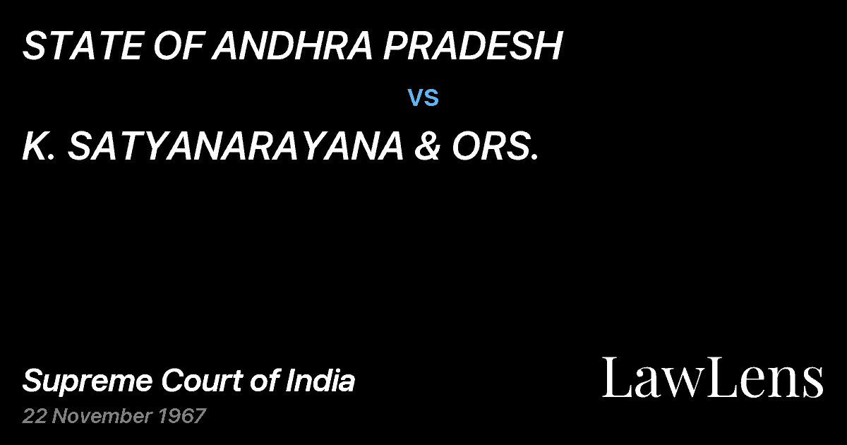 Preview image for STATE OF ANDHRA PRADESH vs. K. SATYANARAYANA & ORS.