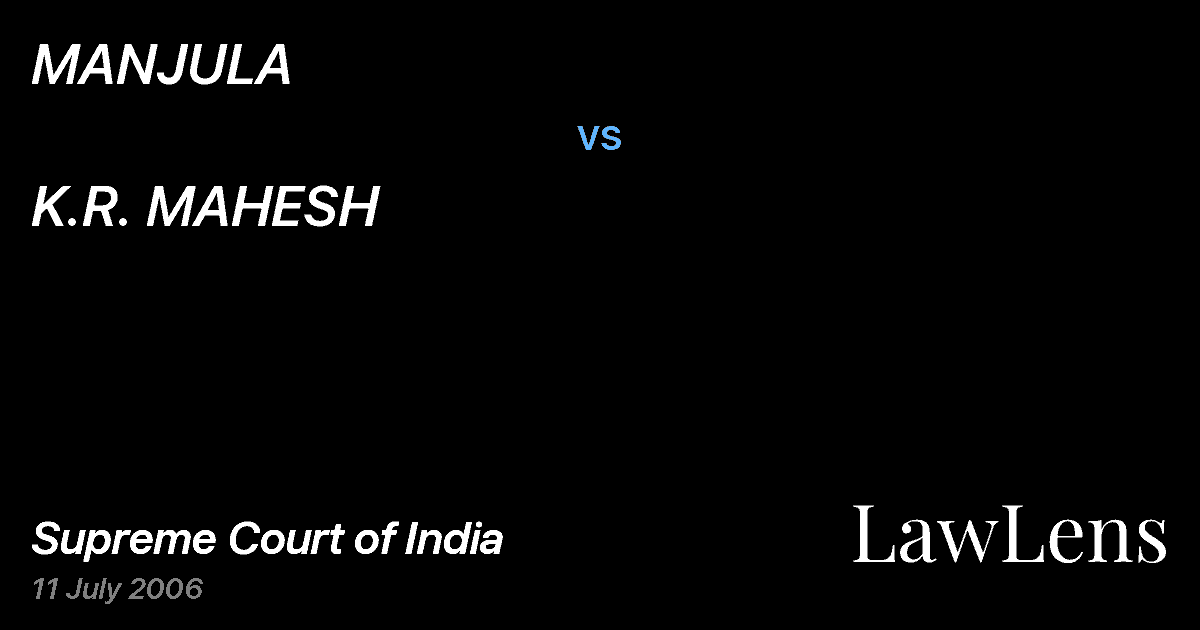 Preview image for MANJULA vs. K.R. MAHESH