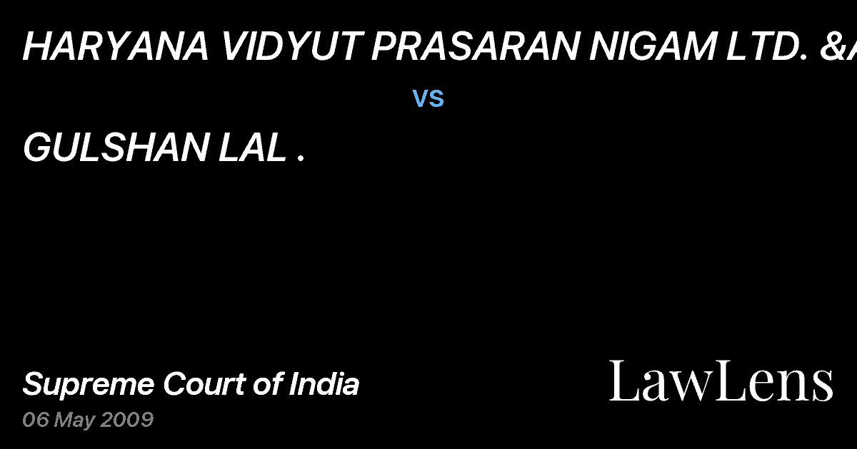Preview image for HARYANA VIDYUT PRASARAN NIGAM LTD. &ANR. vs. GULSHAN LAL .