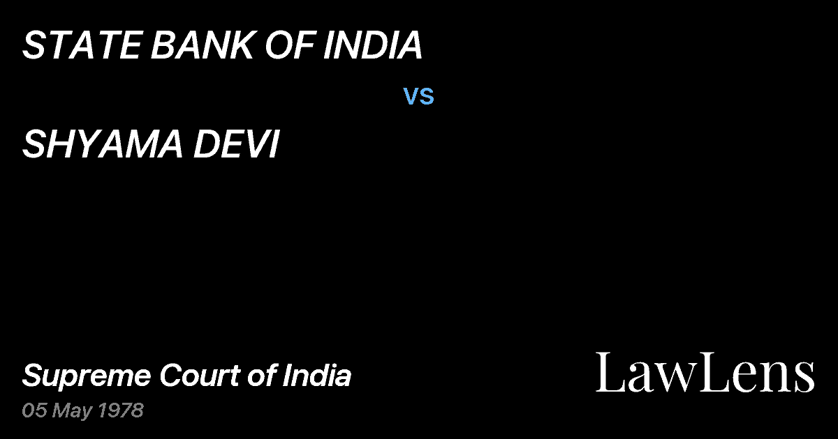 Preview image for STATE BANK OF INDIA vs. SHYAMA DEVI