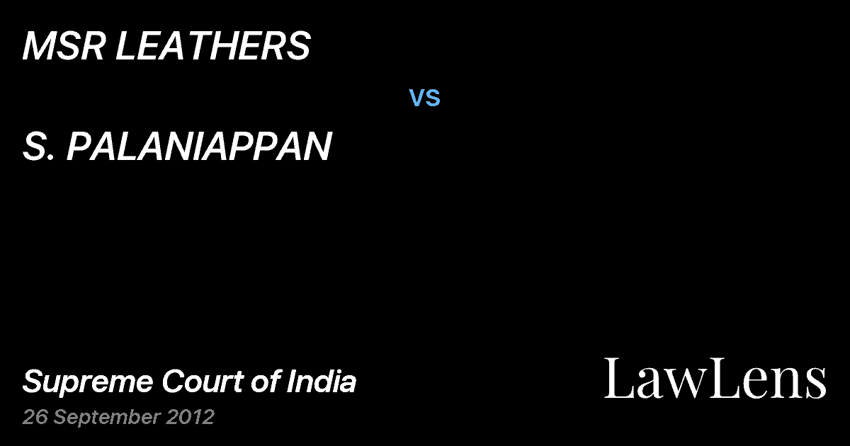 Preview image for MSR LEATHERS vs. S. PALANIAPPAN