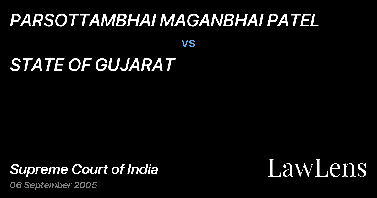 Preview image for PARSOTTAMBHAI MAGANBHAI PATEL vs. STATE OF GUJARAT