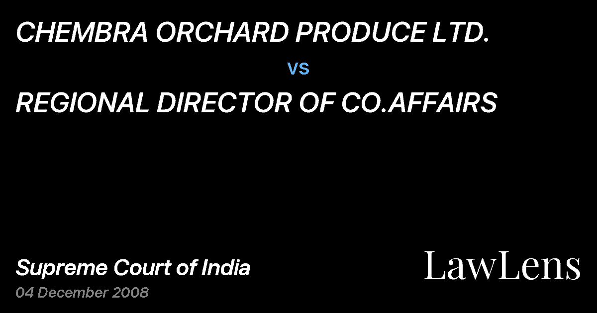 Preview image for CHEMBRA ORCHARD PRODUCE LTD. vs. REGIONAL DIRECTOR OF CO.AFFAIRS
