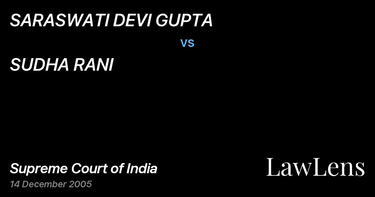 Preview image for SARASWATI DEVI GUPTA vs. SUDHA RANI