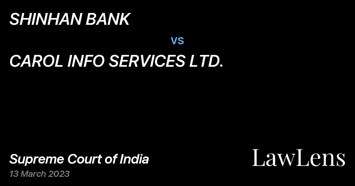 Preview image for SHINHAN BANK vs. CAROL INFO SERVICES LTD.