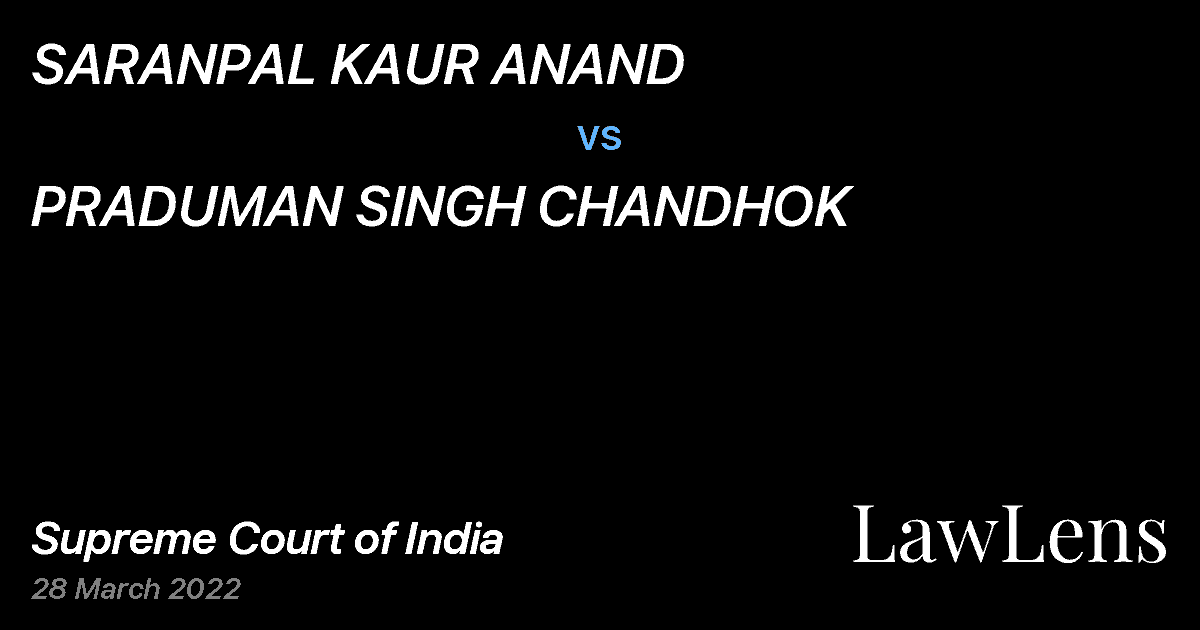 Preview image for SARANPAL KAUR ANAND vs. PRADUMAN SINGH CHANDHOK