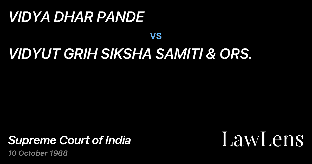 Preview image for VIDYA DHAR PANDE vs. VIDYUT GRIH SIKSHA SAMITI & ORS.