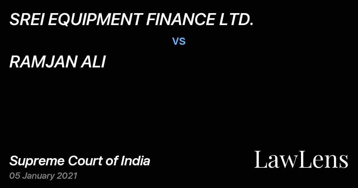 Preview image for SREI EQUIPMENT FINANCE LTD. vs. RAMJAN ALI