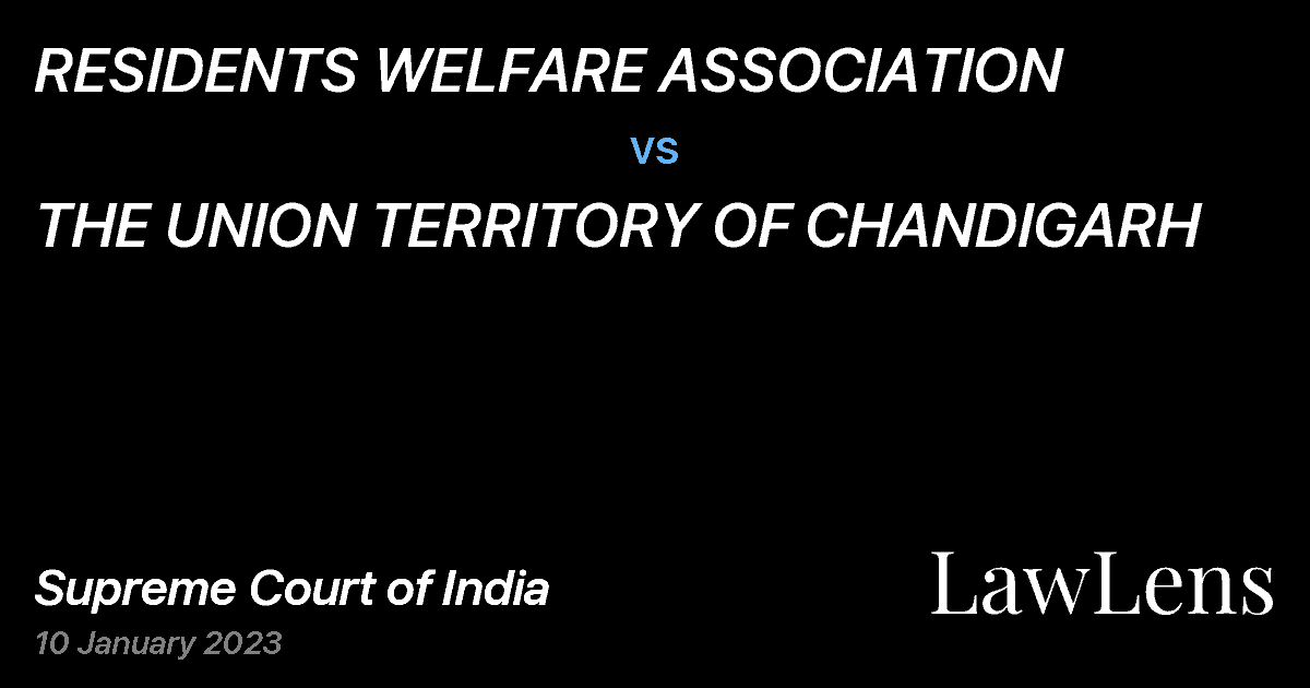 Preview image for RESIDENTS WELFARE ASSOCIATION vs. THE UNION TERRITORY OF CHANDIGARH