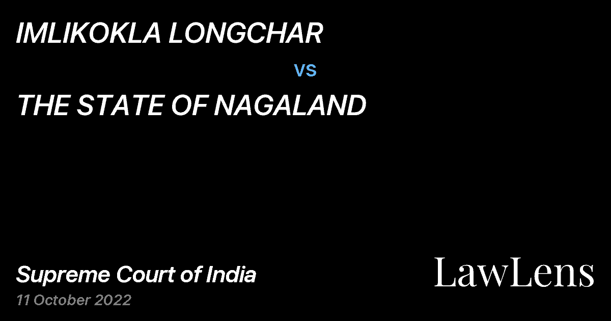 Preview image for IMLIKOKLA LONGCHAR vs. THE STATE OF NAGALAND