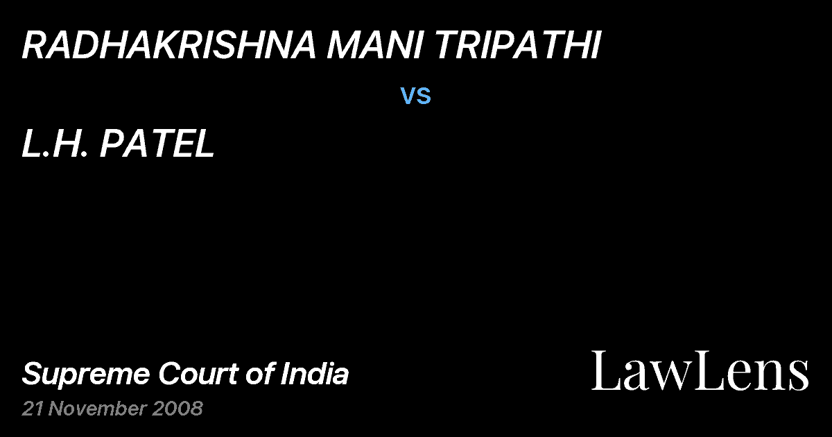 Preview image for RADHAKRISHNA MANI TRIPATHI vs. L.H. PATEL