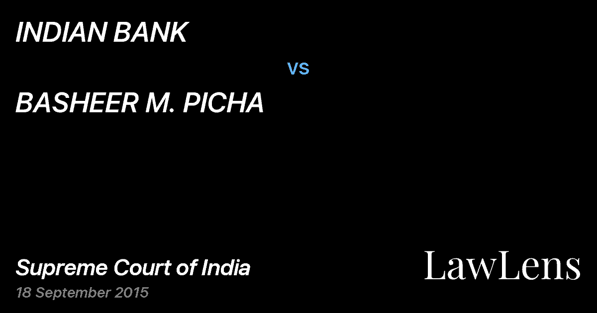 Preview image for INDIAN BANK vs. BASHEER M. PICHA