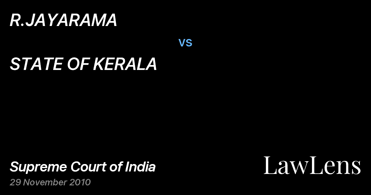 Preview image for R.JAYARAMA vs. STATE OF KERALA