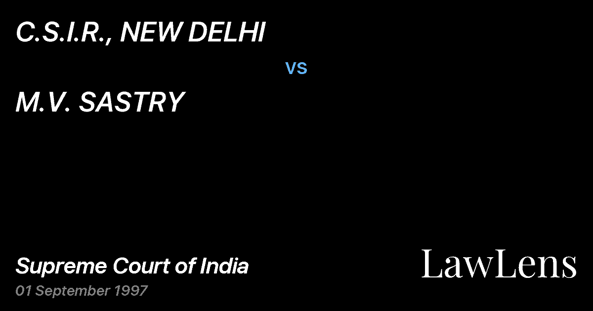 Preview image for C.S.I.R., NEW DELHI vs. M.V. SASTRY