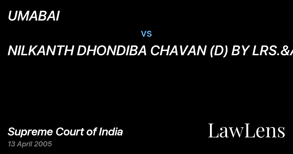 Preview image for UMABAI vs. NILKANTH DHONDIBA CHAVAN (D) BY LRS.&ANR