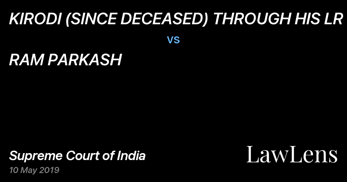 Preview image for KIRODI (SINCE DECEASED) THROUGH HIS LR vs. RAM PARKASH