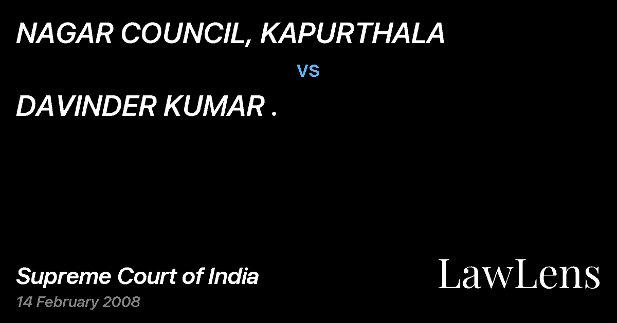 Preview image for NAGAR COUNCIL, KAPURTHALA vs. DAVINDER KUMAR .