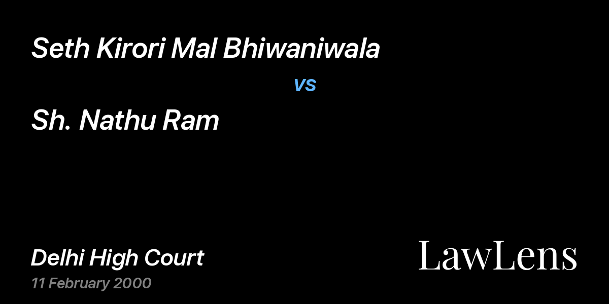 Preview image for Seth Kirori Mal Bhiwaniwala vs. Sh. Nathu Ram
