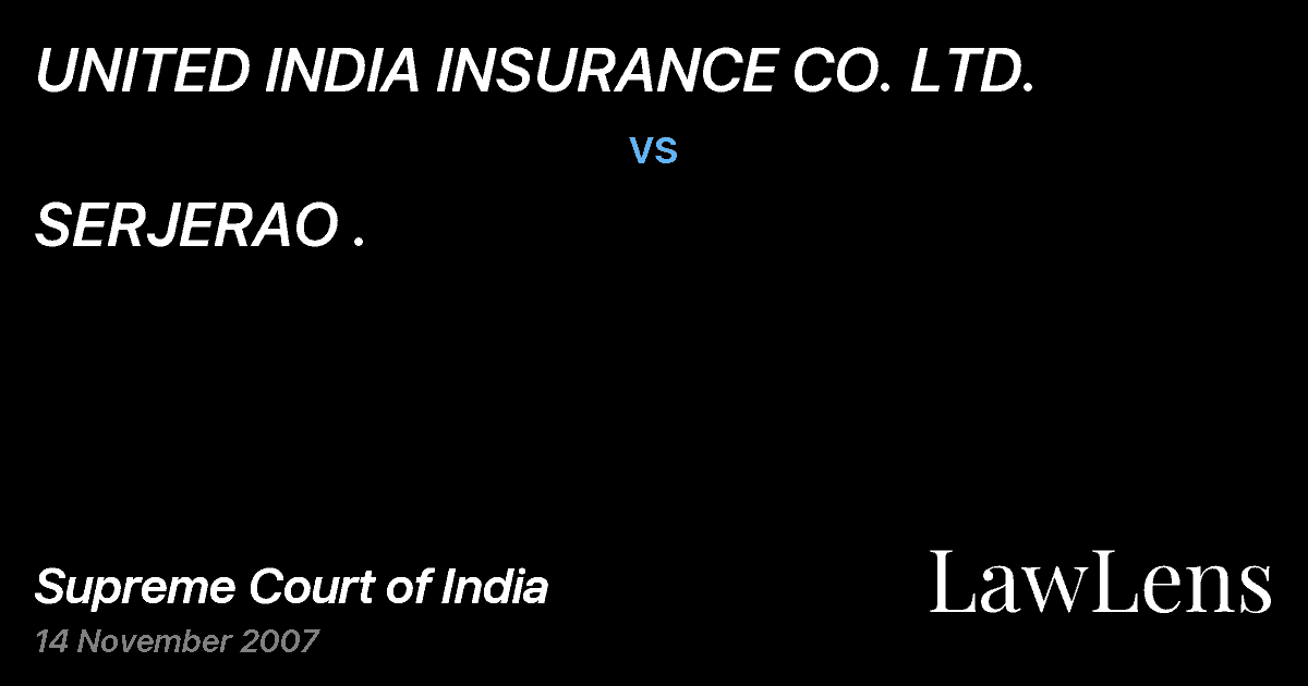 Preview image for UNITED INDIA INSURANCE CO. LTD. vs. SERJERAO .