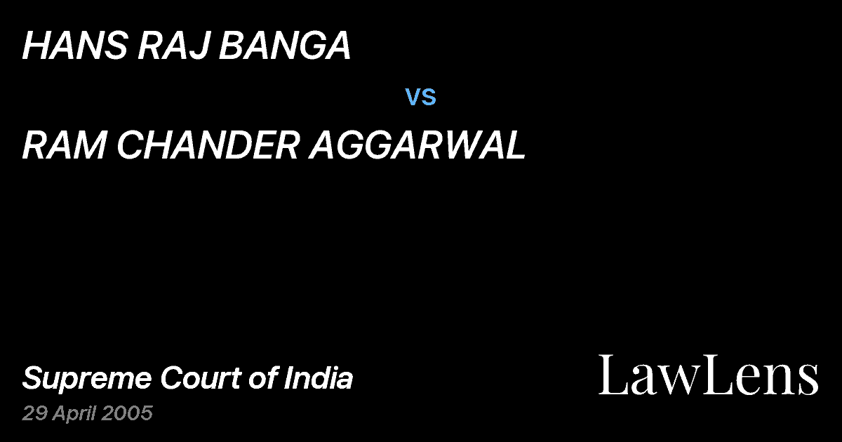 Preview image for HANS RAJ BANGA vs. RAM CHANDER AGGARWAL