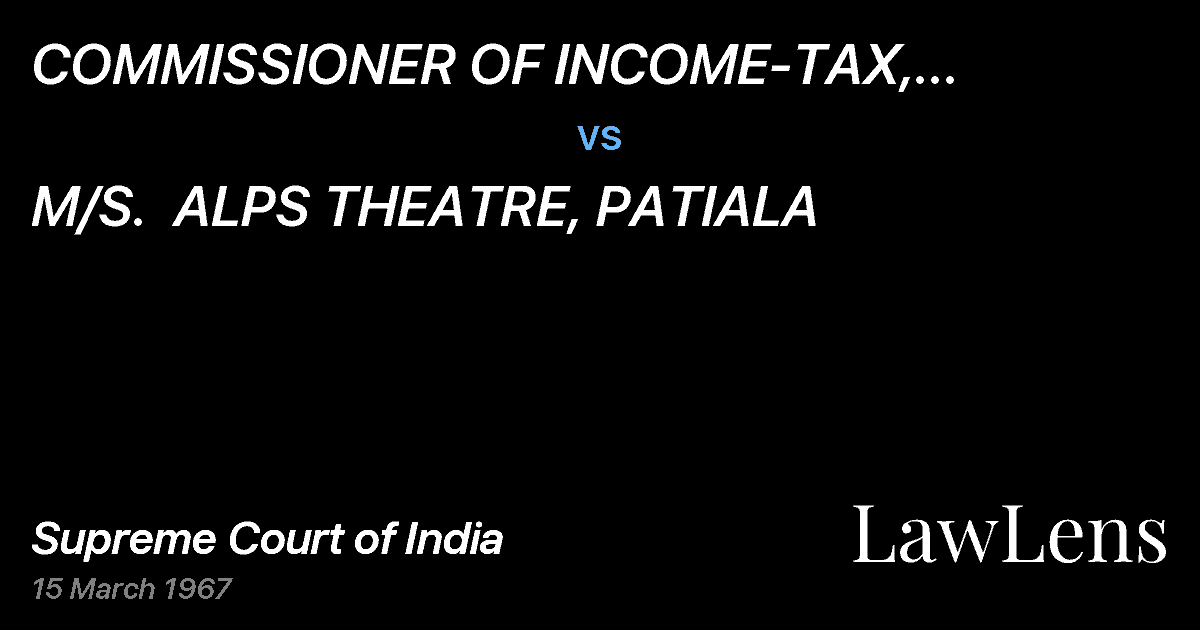 Preview image for COMMISSIONER  OF  INCOME-TAX,  PUNJAB  JAMMU  &	 KASHMIR vs. M/S.  ALPS THEATRE, PATIALA