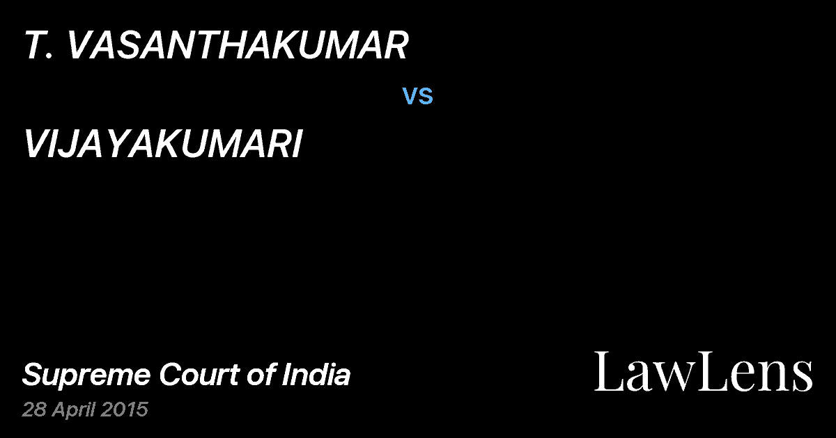 Preview image for T. VASANTHAKUMAR vs. VIJAYAKUMARI