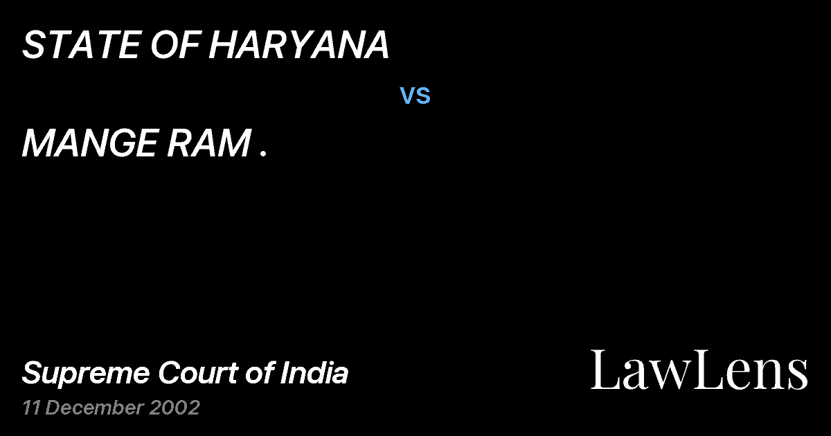 Preview image for STATE OF HARYANA vs. MANGE RAM .