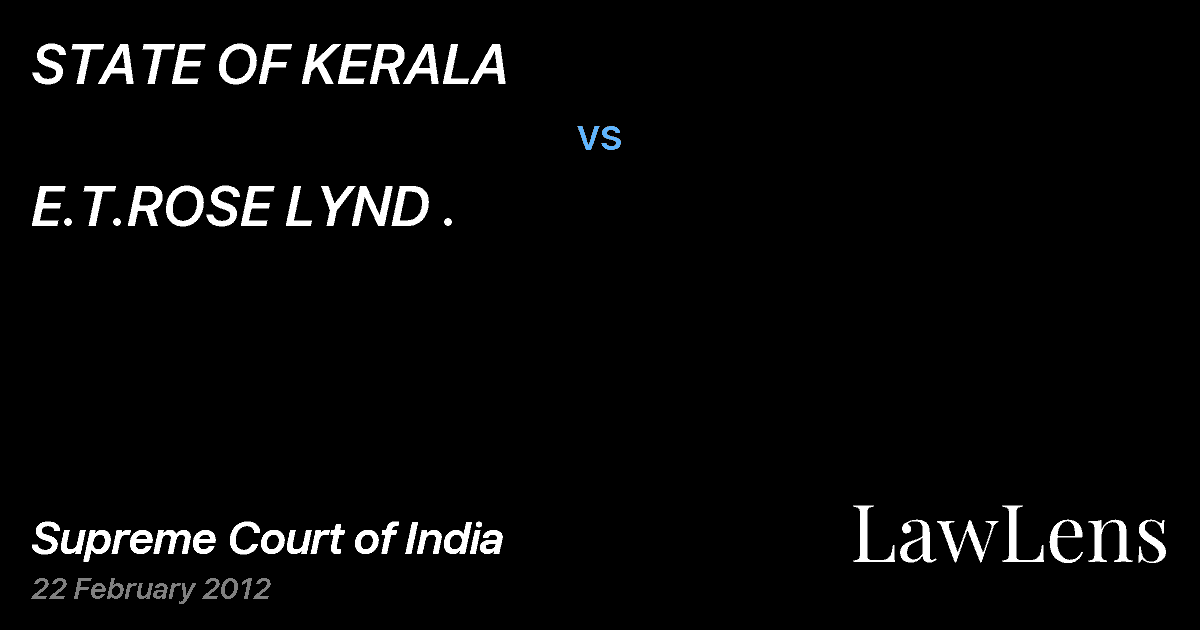 Preview image for STATE OF KERALA vs. E.T.ROSE LYND .