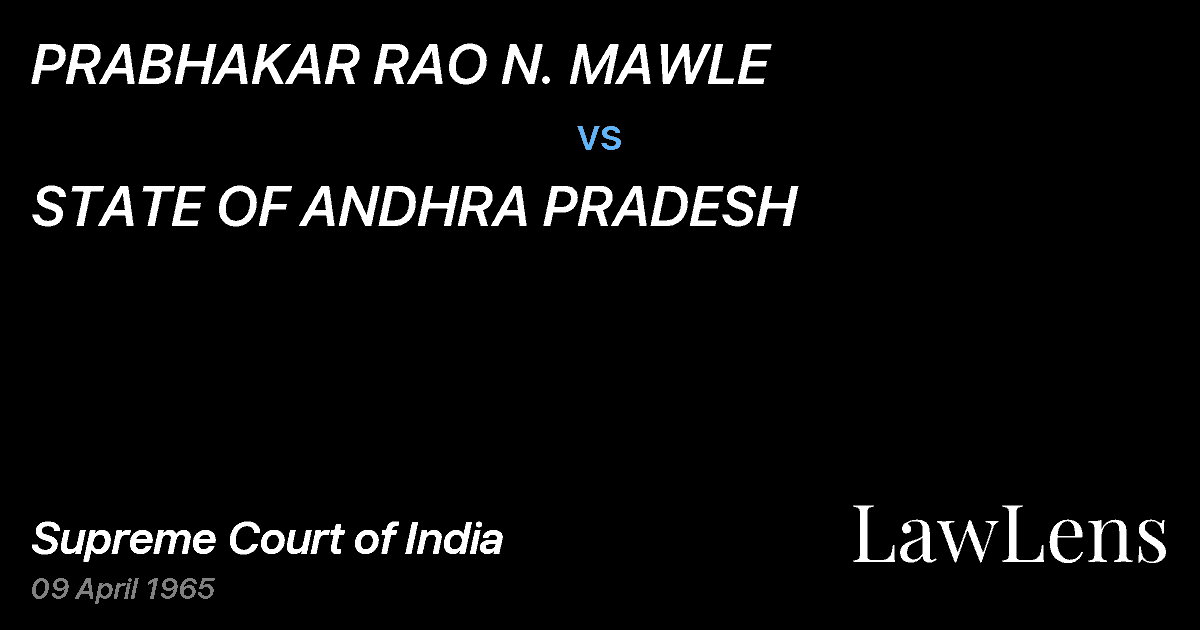 Preview image for PRABHAKAR RAO N. MAWLE vs. STATE OF ANDHRA PRADESH