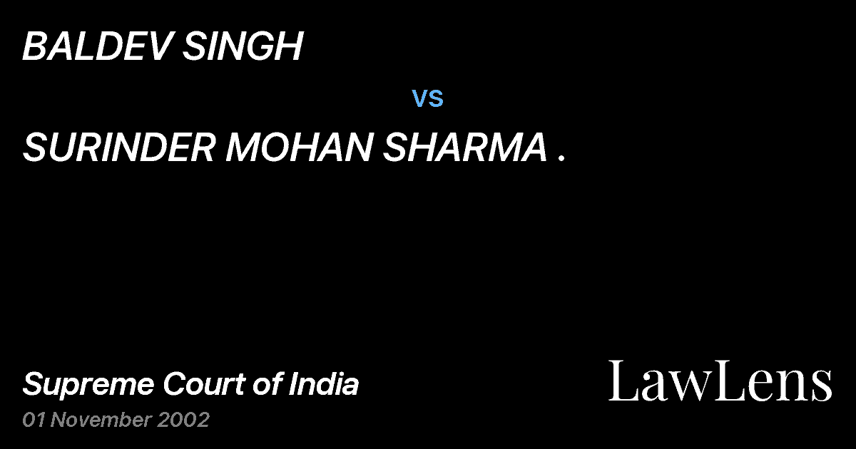 Preview image for BALDEV SINGH vs. SURINDER MOHAN SHARMA .