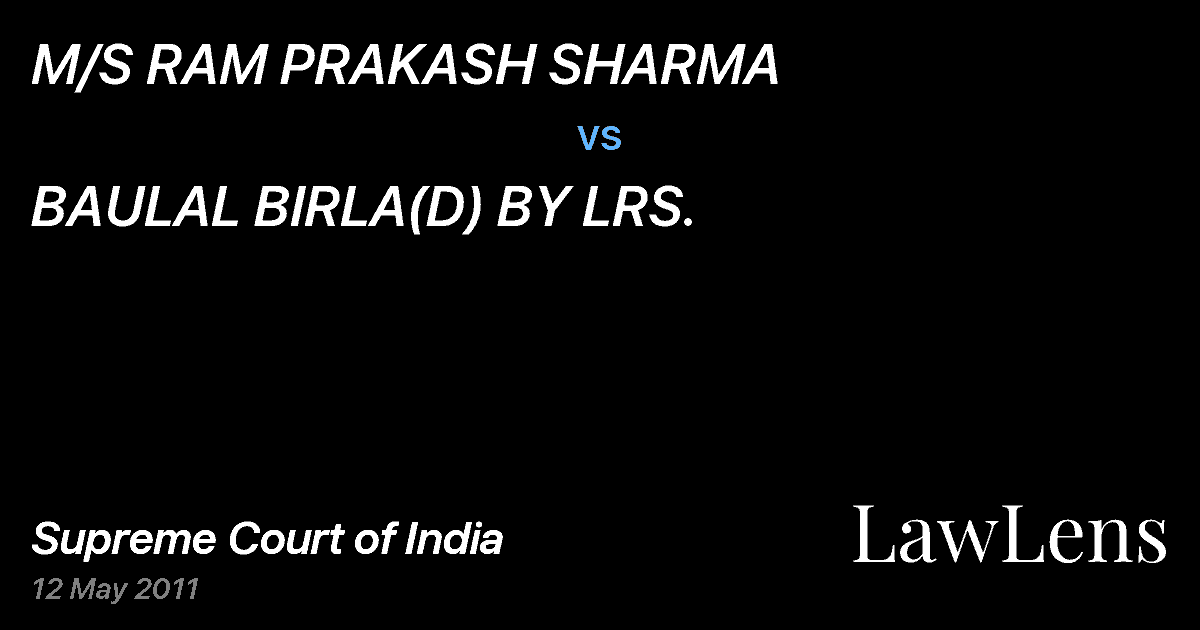 Preview image for M/S RAM PRAKASH SHARMA vs. BAULAL BIRLA(D) BY LRS.