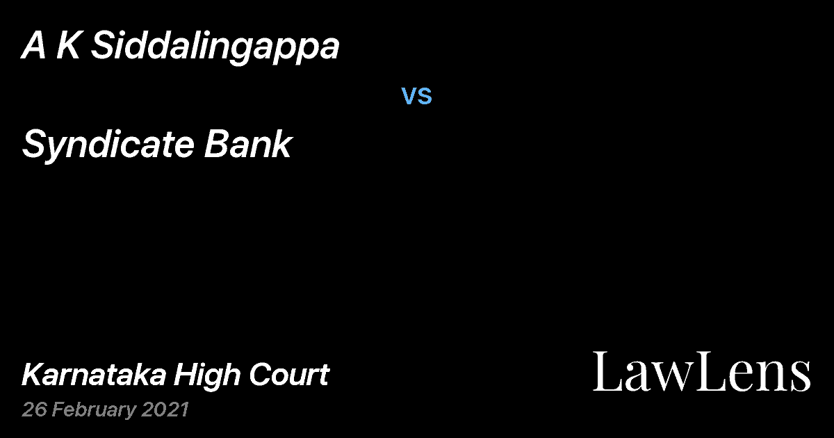 Preview image for A K Siddalingappa vs. Syndicate Bank