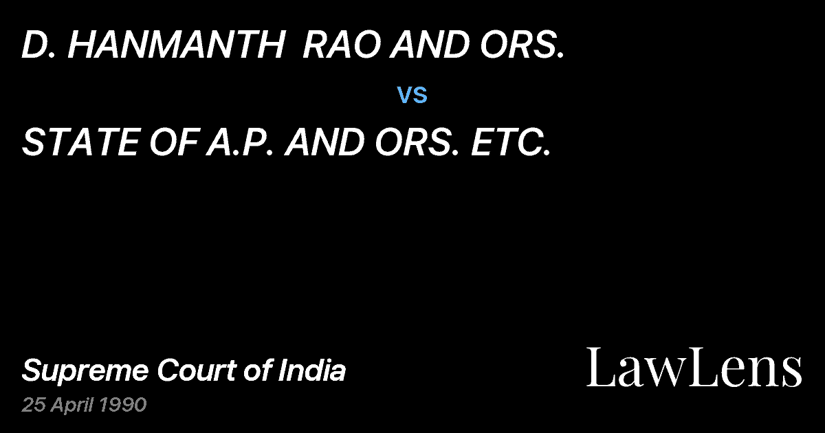 Preview image for D. HANMANTH  RAO AND ORS. vs. STATE OF A.P. AND ORS. ETC.