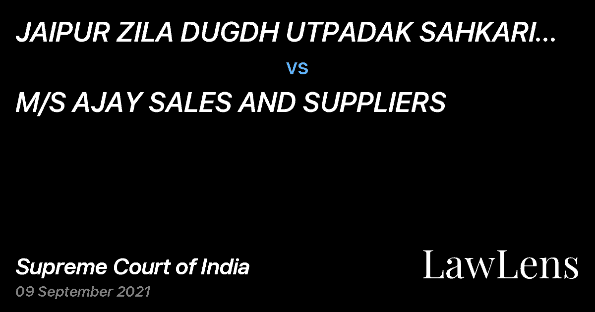 Preview image for JAIPUR ZILA DUGDH UTPADAK SAHKARI SANGH LIMITED vs. M/S AJAY SALES AND SUPPLIERS